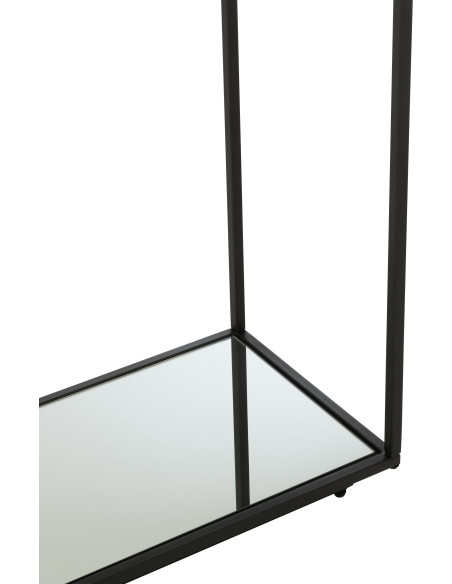 Console moderne Rectangulaire 1 étagère en Métal Noir Verre Transparent Miroir Kozy J-Line - 8
