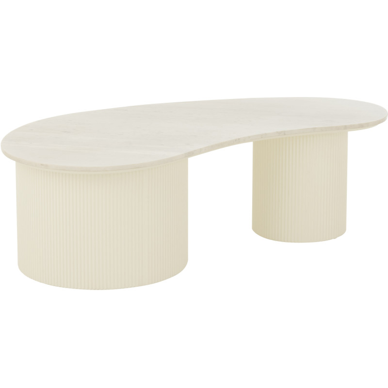 Grande Table basse moderne chic Organique en Marbre Blanc Bois MDF Blanc Snowli - 1