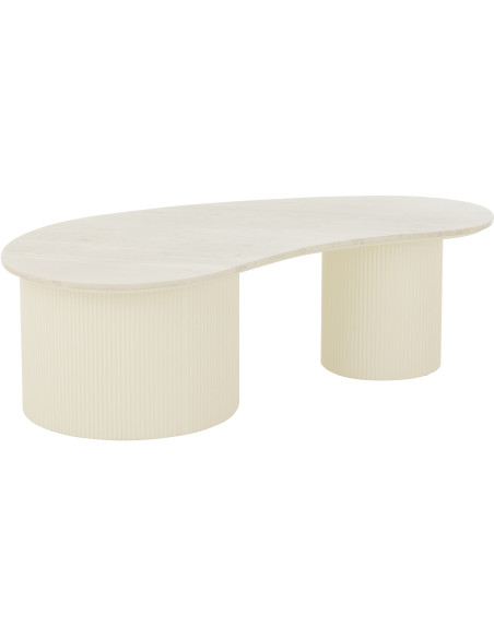Grande Table basse moderne chic Organique en Marbre Blanc Bois MDF Blanc Snowli - 1