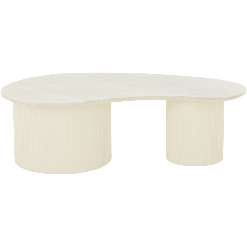 Grande Table basse moderne chic Organique en Marbre Blanc Bois MDF Blanc Snowli - 3