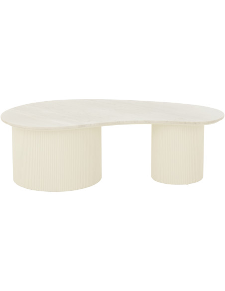 Grande Table basse moderne chic Organique en Marbre Blanc Bois MDF Blanc Snowli - 3