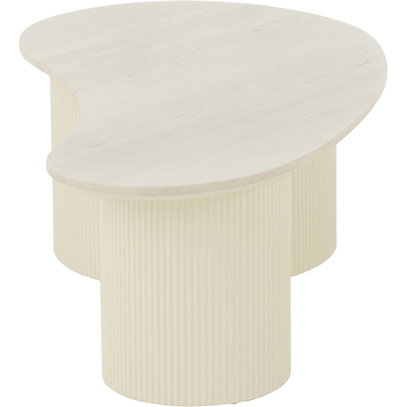 Grande Table basse moderne chic Organique en Marbre Blanc Bois MDF Blanc Snowli - 4