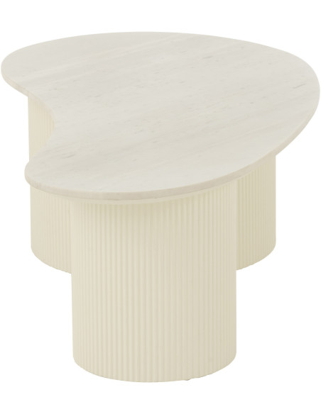 Grande Table basse moderne chic Organique en Marbre Blanc Bois MDF Blanc Snowli - 4