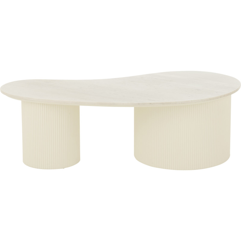 Grande Table basse moderne chic Organique en Marbre Blanc Bois MDF Blanc Snowli - 5