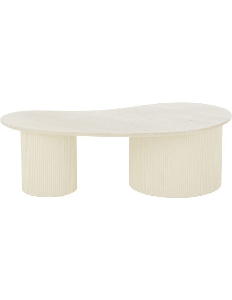 Grande Table basse moderne chic Organique en Marbre Blanc Bois MDF Blanc Snowli - 5