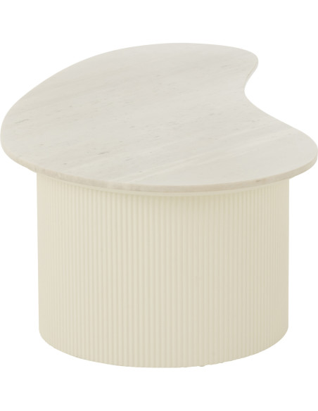 Grande Table basse moderne chic Organique en Marbre Blanc Bois MDF Blanc Snowli - 6