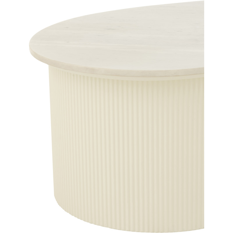 Grande Table basse moderne chic Organique en Marbre Blanc Bois MDF Blanc Snowli - 7