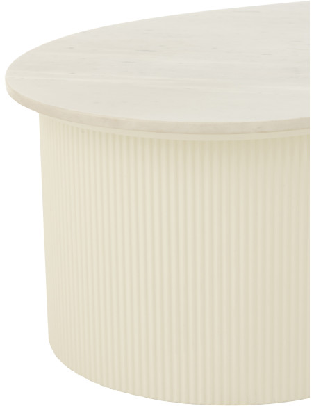 Grande Table basse moderne chic Organique en Marbre Blanc Bois MDF Blanc Snowli - 7