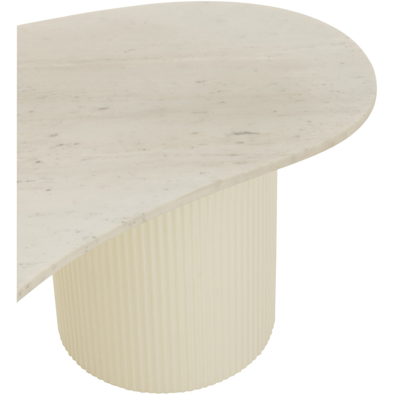 Grande Table basse moderne chic Organique en Marbre Blanc Bois MDF Blanc Snowli - 8