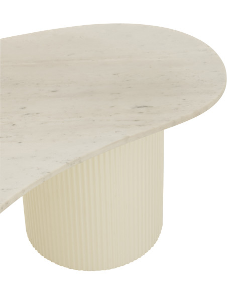 Grande Table basse moderne chic Organique en Marbre Blanc Bois MDF Blanc Snowli - 8