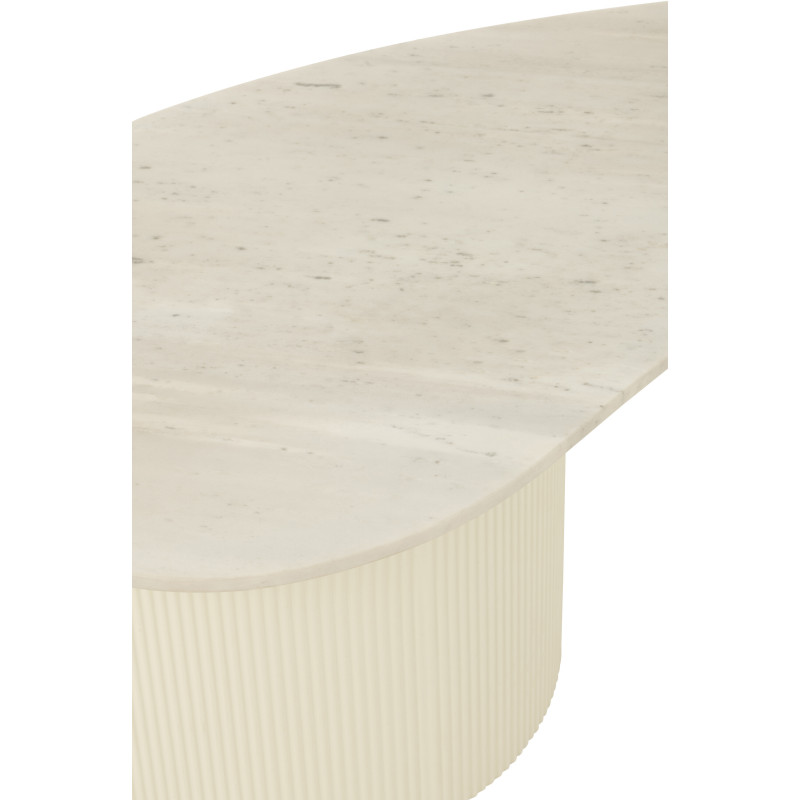 Grande Table basse moderne chic Organique en Marbre Blanc Bois MDF Blanc Snowli - 9