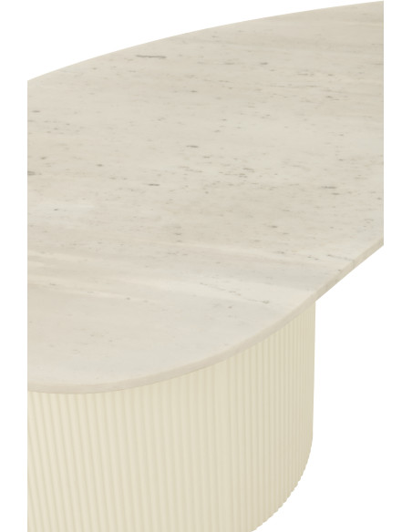 Grande Table basse moderne chic Organique en Marbre Blanc Bois MDF Blanc Snowli - 9