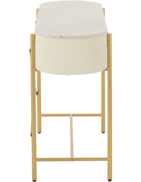 Console moderne chic Ovale 2 tiroirs en Marbre Blanc Bois MDF Métal Doré Wisteria - 4