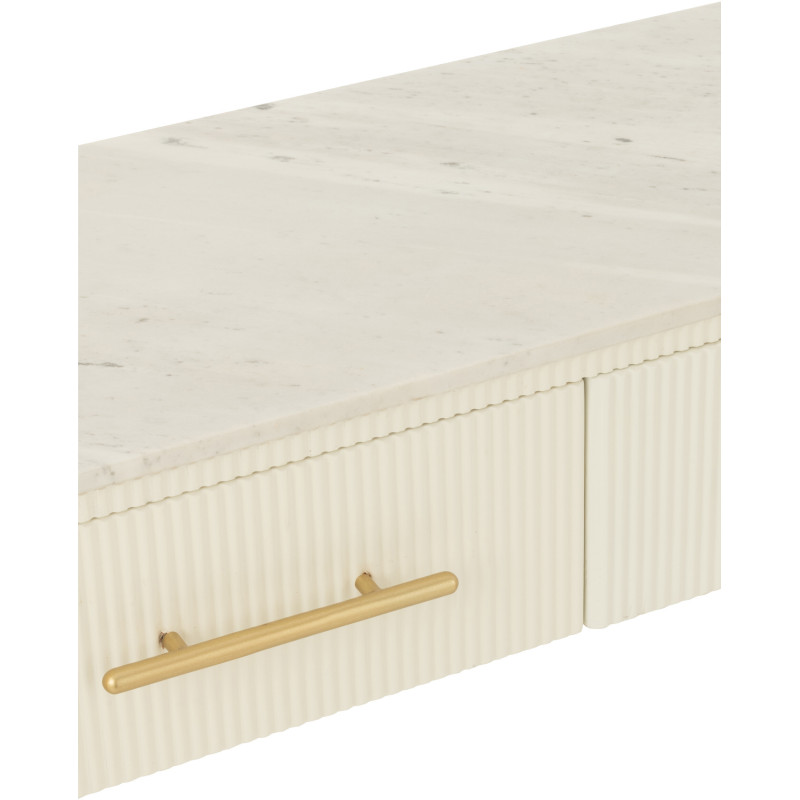 Console moderne chic Ovale 2 tiroirs en Marbre Blanc Bois MDF Métal Doré Wisteria - 9