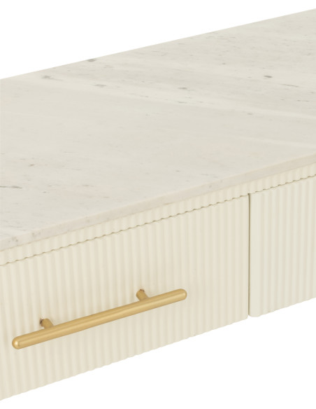 Console moderne chic Ovale 2 tiroirs en Marbre Blanc Bois MDF Métal Doré Wisteria - 9
