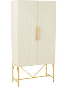 Grand Buffet moderne chic Haut Arrondi 2 portes en Marbre Blanc Bois MDF Métal Doré Wisteria - 1