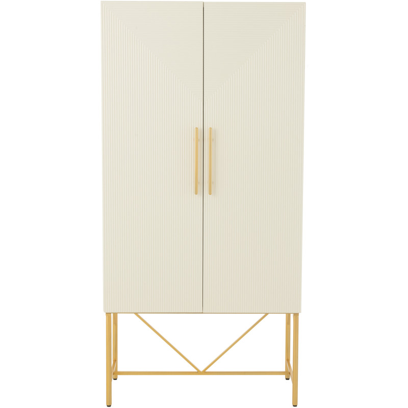 Grand Buffet moderne chic Haut Arrondi 2 portes en Marbre Blanc Bois MDF Métal Doré Wisteria - 2