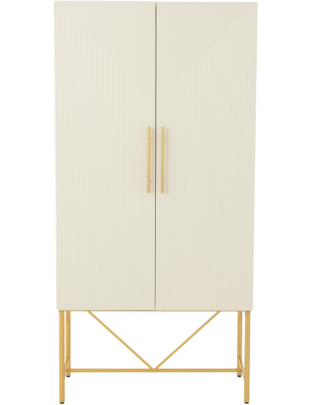 Grand Buffet moderne chic Haut Arrondi 2 portes en Marbre Blanc Bois MDF Métal Doré Wisteria - 2