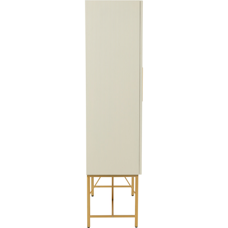Grand Buffet moderne chic Haut Arrondi 2 portes en Marbre Blanc Bois MDF Métal Doré Wisteria - 3