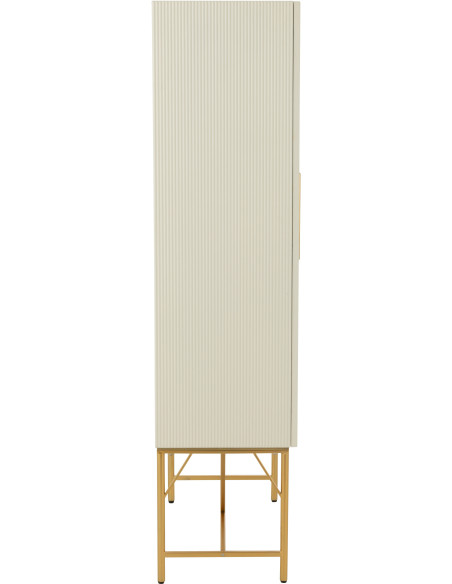 Grand Buffet moderne chic Haut Arrondi 2 portes en Marbre Blanc Bois MDF Métal Doré Wisteria - 3