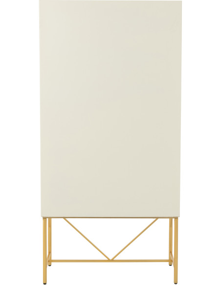 Grand Buffet moderne chic Haut Arrondi 2 portes en Marbre Blanc Bois MDF Métal Doré Wisteria - 4