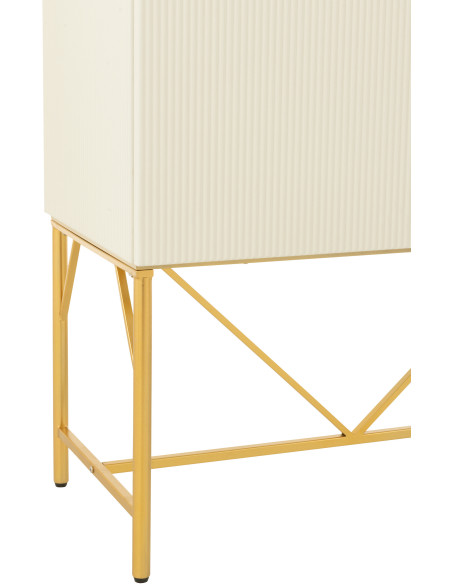 Grand Buffet moderne chic Haut Arrondi 2 portes en Marbre Blanc Bois MDF Métal Doré Wisteria - 5