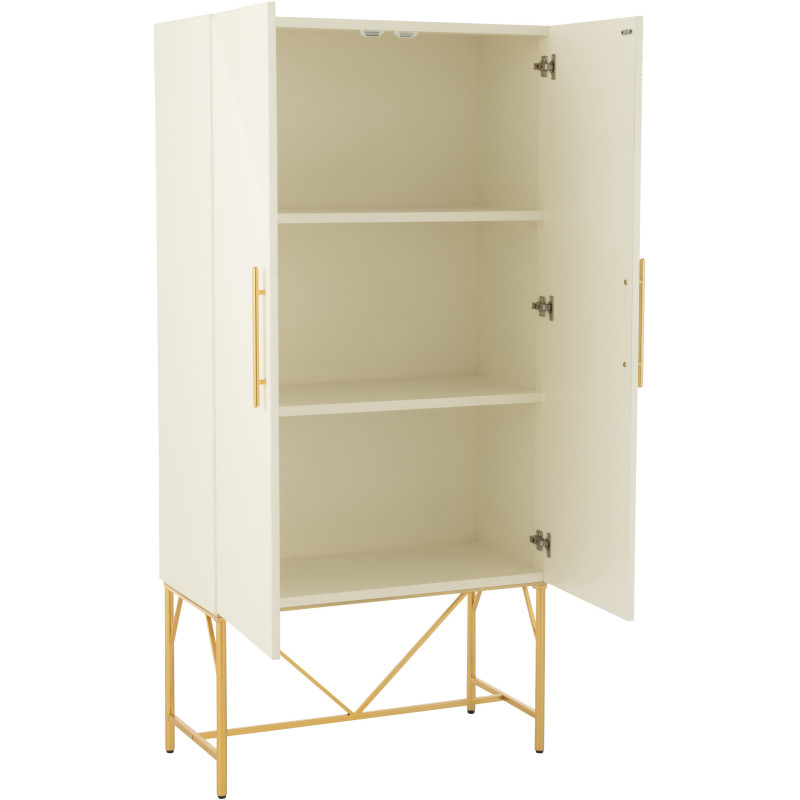 Grand Buffet moderne chic Haut Arrondi 2 portes en Marbre Blanc Bois MDF Métal Doré Wisteria - 8