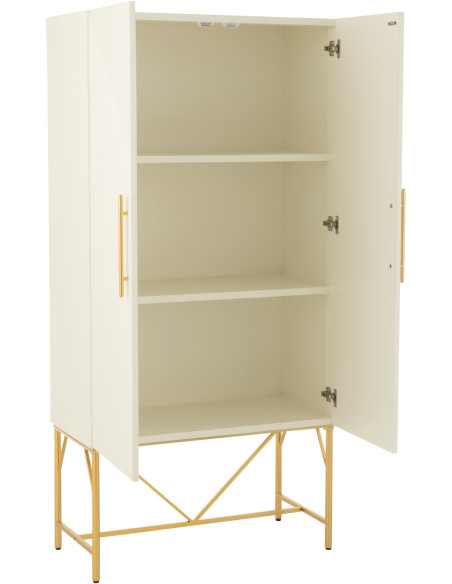 Grand Buffet moderne chic Haut Arrondi 2 portes en Marbre Blanc Bois MDF Métal Doré Wisteria - 8