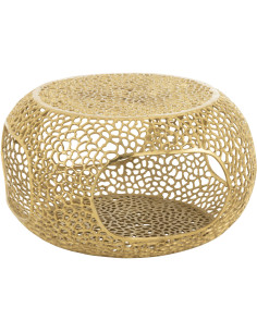 Table basse moderne chic Ronde 1 étagère en Métal Doré Solara - 1