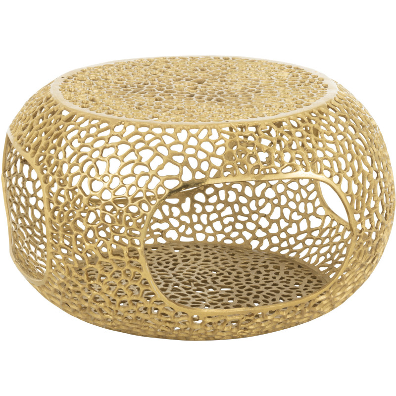 Table basse moderne chic Ronde 1 étagère en Métal Doré Solara - 1