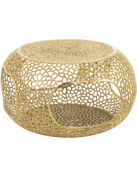 Table basse moderne chic Ronde 1 étagère en Métal Doré Solara - 1