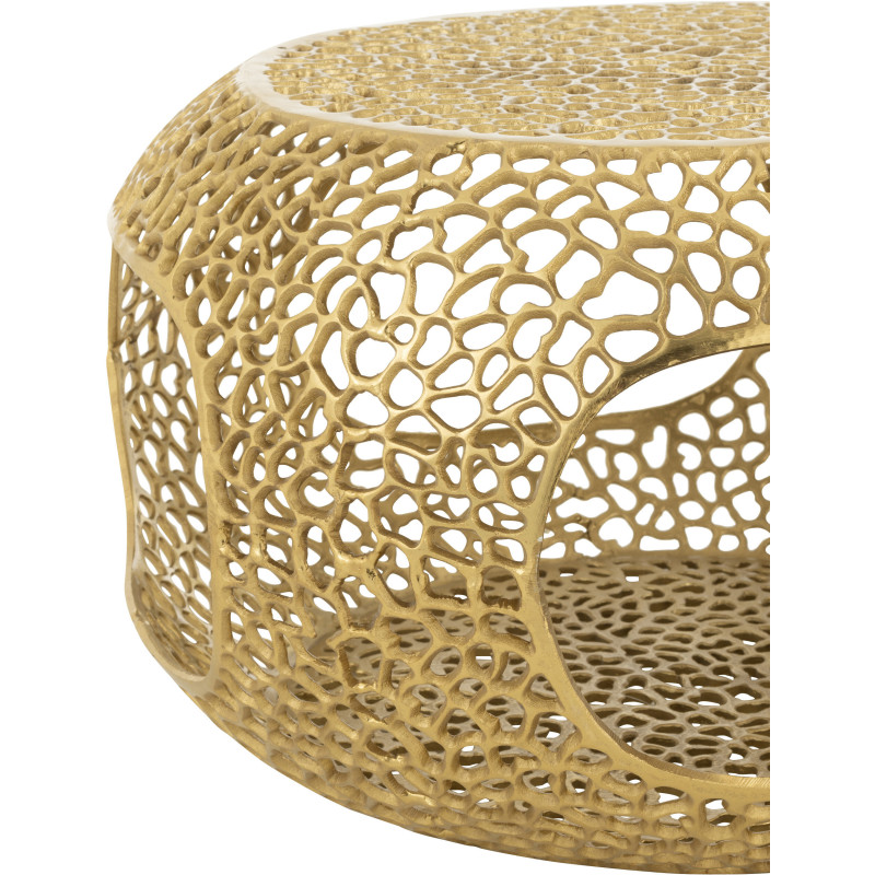 Table basse moderne chic Ronde 1 étagère en Métal Doré Solara - 3