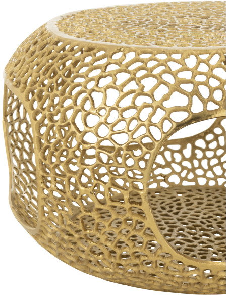 Table basse moderne chic Ronde 1 étagère en Métal Doré Solara - 3