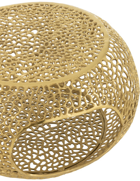 Table basse moderne chic Ronde 1 étagère en Métal Doré Solara - 4