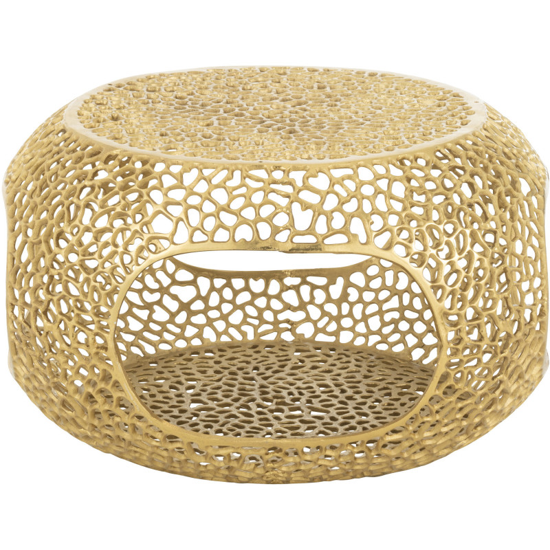 Table basse moderne chic Ronde 1 étagère en Métal Doré Solara - 5