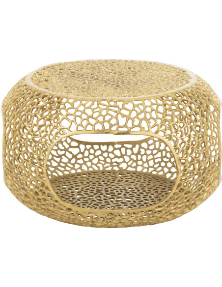 Table basse moderne chic Ronde 1 étagère en Métal Doré Solara - 5