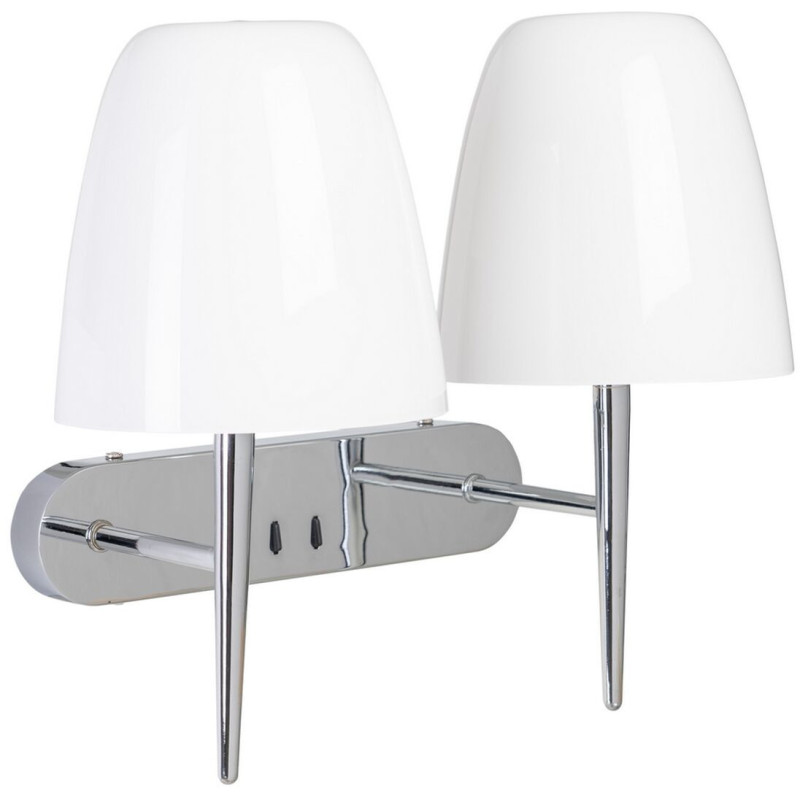 Applique murale 2 lampes en Verre Blanc Métal Argenté Klarrisa - 1