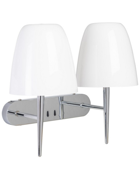 Applique murale 2 lampes en Verre Blanc Métal Argenté Klarrisa - 1