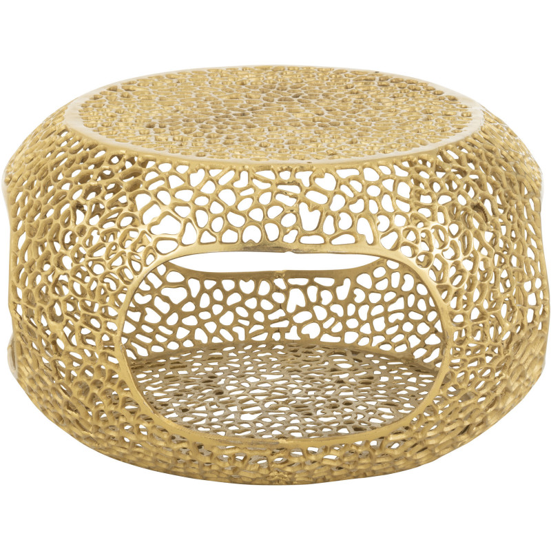 Table basse moderne chic Ronde 1 étagère en Métal Doré Solara - 6