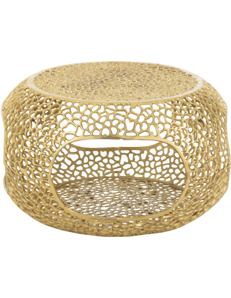 Table basse moderne chic Ronde 1 étagère en Métal Doré Solara - 6