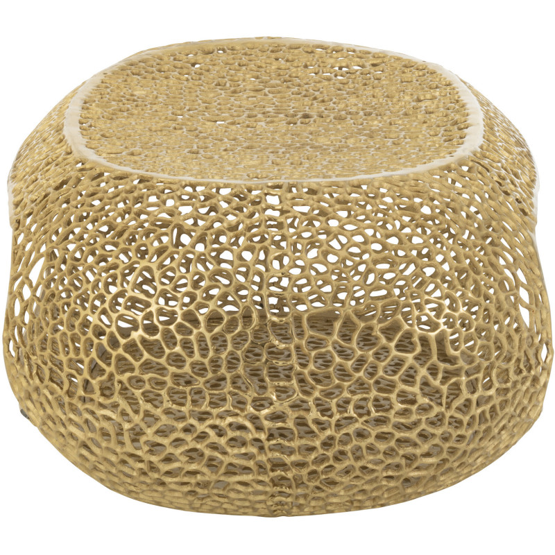 Grande Table basse moderne chic Ovale 1 étagère en Métal Doré Solara - 3