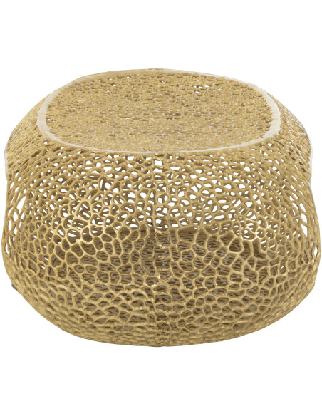 Grande Table basse moderne chic Ovale 1 étagère en Métal Doré Solara - 3