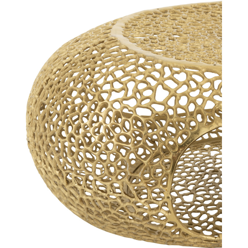 Grande Table basse moderne chic Ovale 1 étagère en Métal Doré Solara - 4