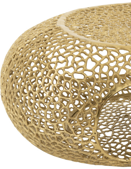 Grande Table basse moderne chic Ovale 1 étagère en Métal Doré Solara - 4