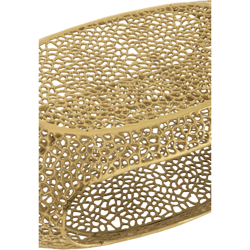 Grande Table basse moderne chic Ovale 1 étagère en Métal Doré Solara - 5