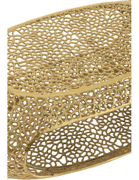 Grande Table basse moderne chic Ovale 1 étagère en Métal Doré Solara - 5