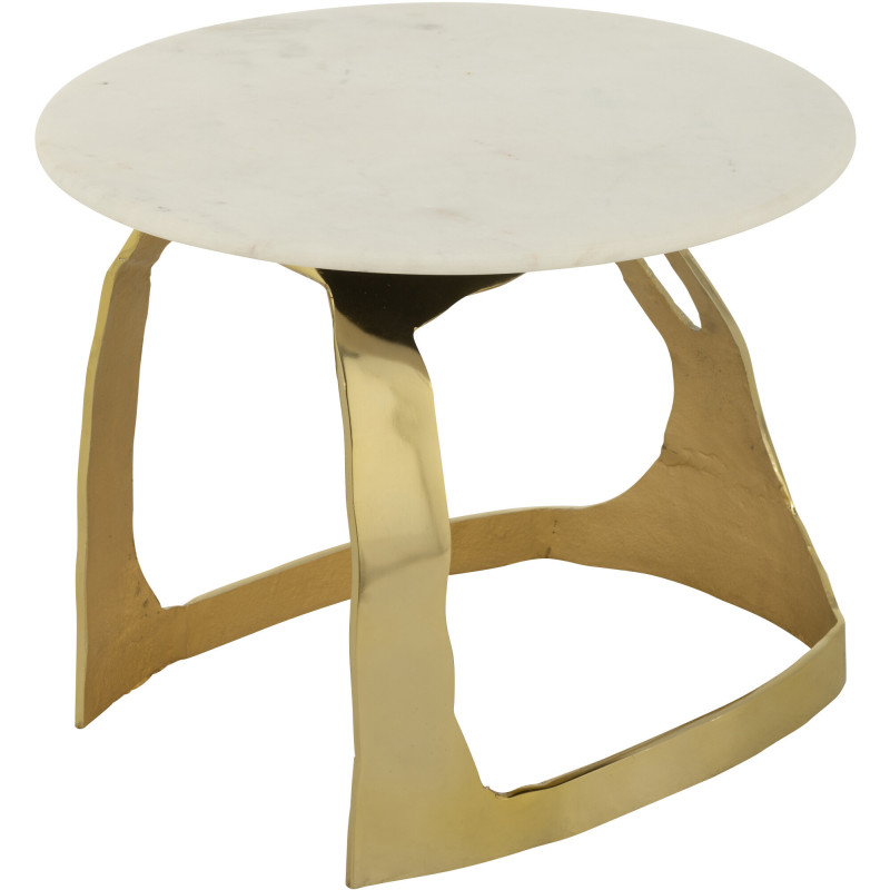Table d'appoint design Ronde 50 cm en Marbre Blanc Métal Doré Deossa - 1