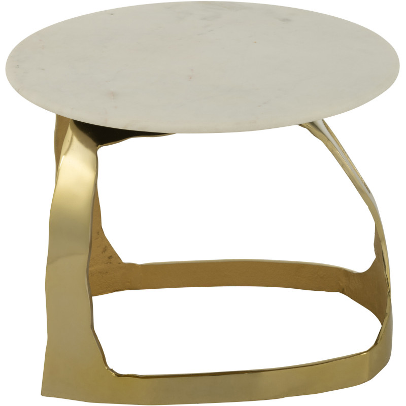 Table d'appoint design Ronde 50 cm en Marbre Blanc Métal Doré Deossa - 4