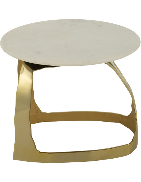 Table d'appoint design Ronde 50 cm en Marbre Blanc Métal Doré Deossa - 4