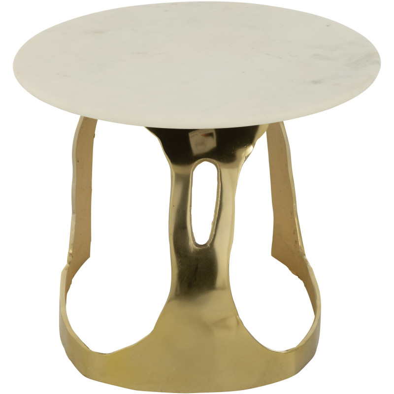Table d'appoint design Ronde 50 cm en Marbre Blanc Métal Doré Deossa - 5